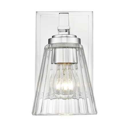 Z-Lite Lyna Wall Sconce, 1-Light, 5 In.W x 6.5 In.L x 9 In.H, Chrome /Clear 823-1S-CH